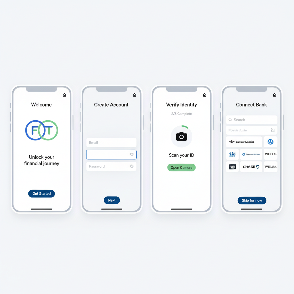 Mobile payment interface on bright screen, clean white background, modern fintech aesthetic