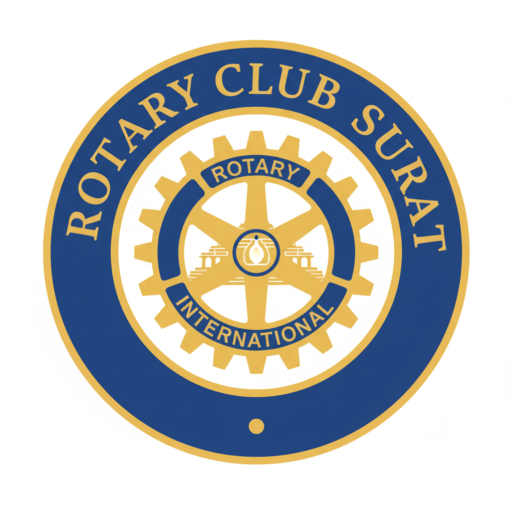 Logo of Rotary Club Surat showing iconic Rotary wheel emblem