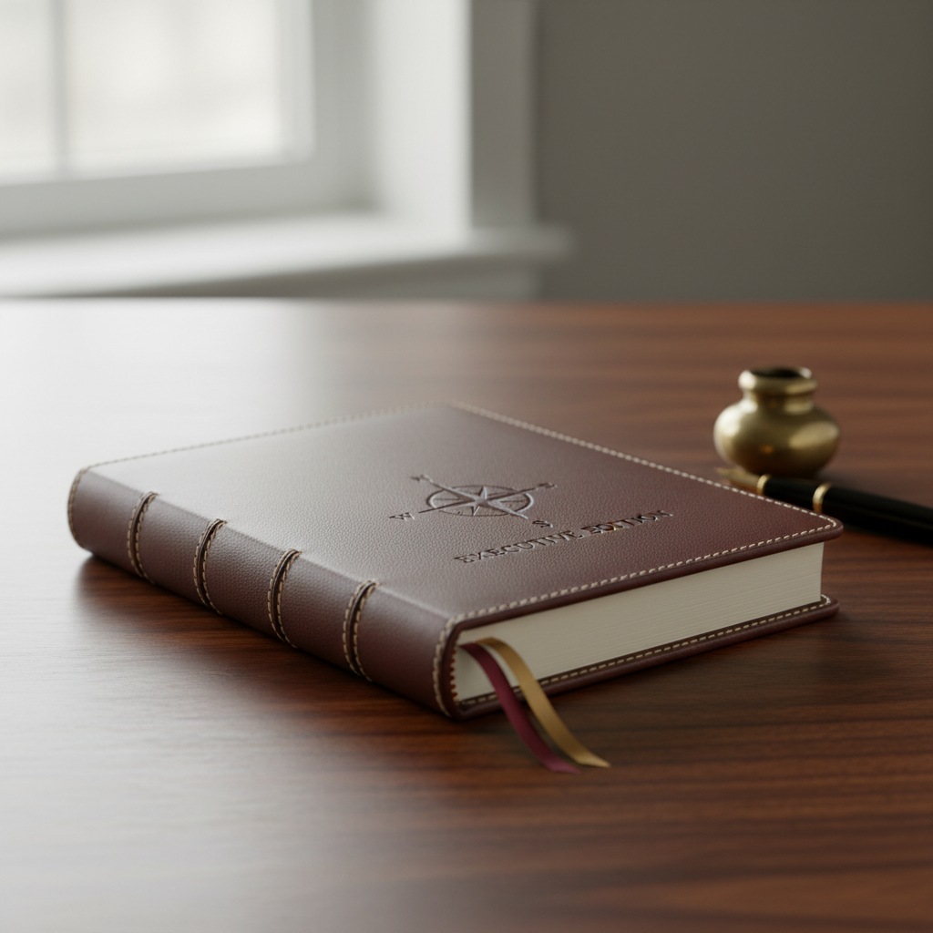 Map and travel journal with compass on wooden table, travel planning aesthetic