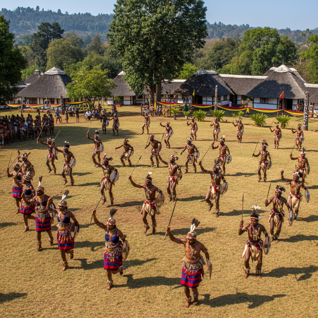 Zulu royal ceremony in KwaZulu-Natal, traditional regalia and royal court gathering