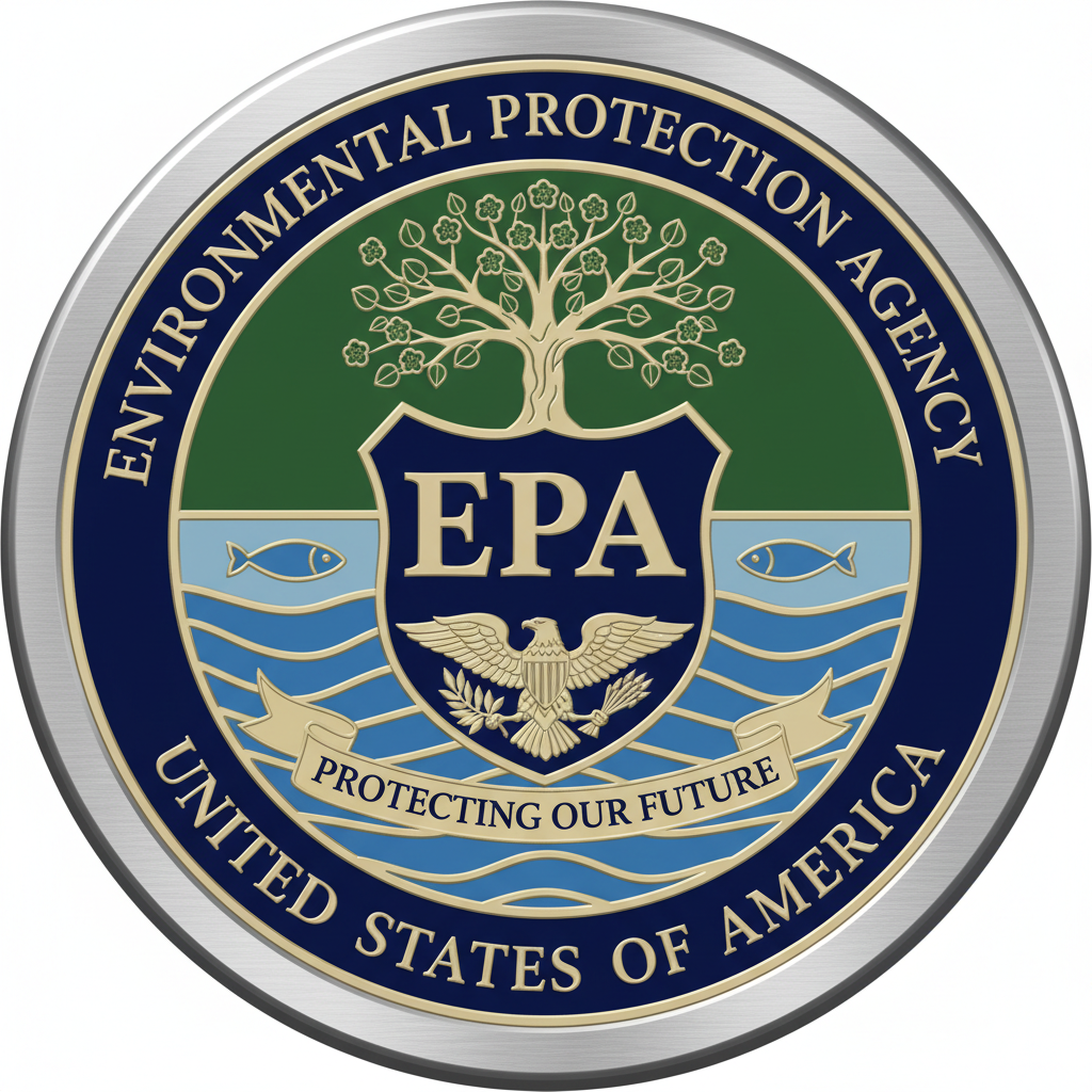 Environmental Protection Agency official seal with blue and white colors