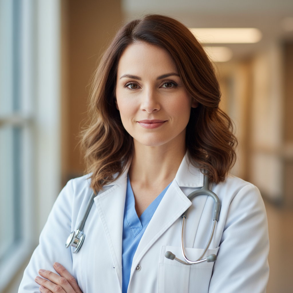 Kathleen Drozd, registered nurse in clinical attire, confident professional headshot