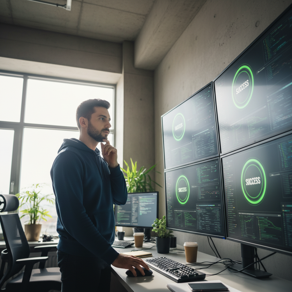 Server infrastructure dashboard showing deployment status with green success indicators