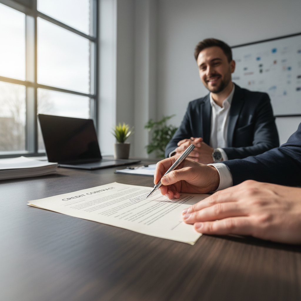 Firma de contrato de crédito para emprendimiento productivo