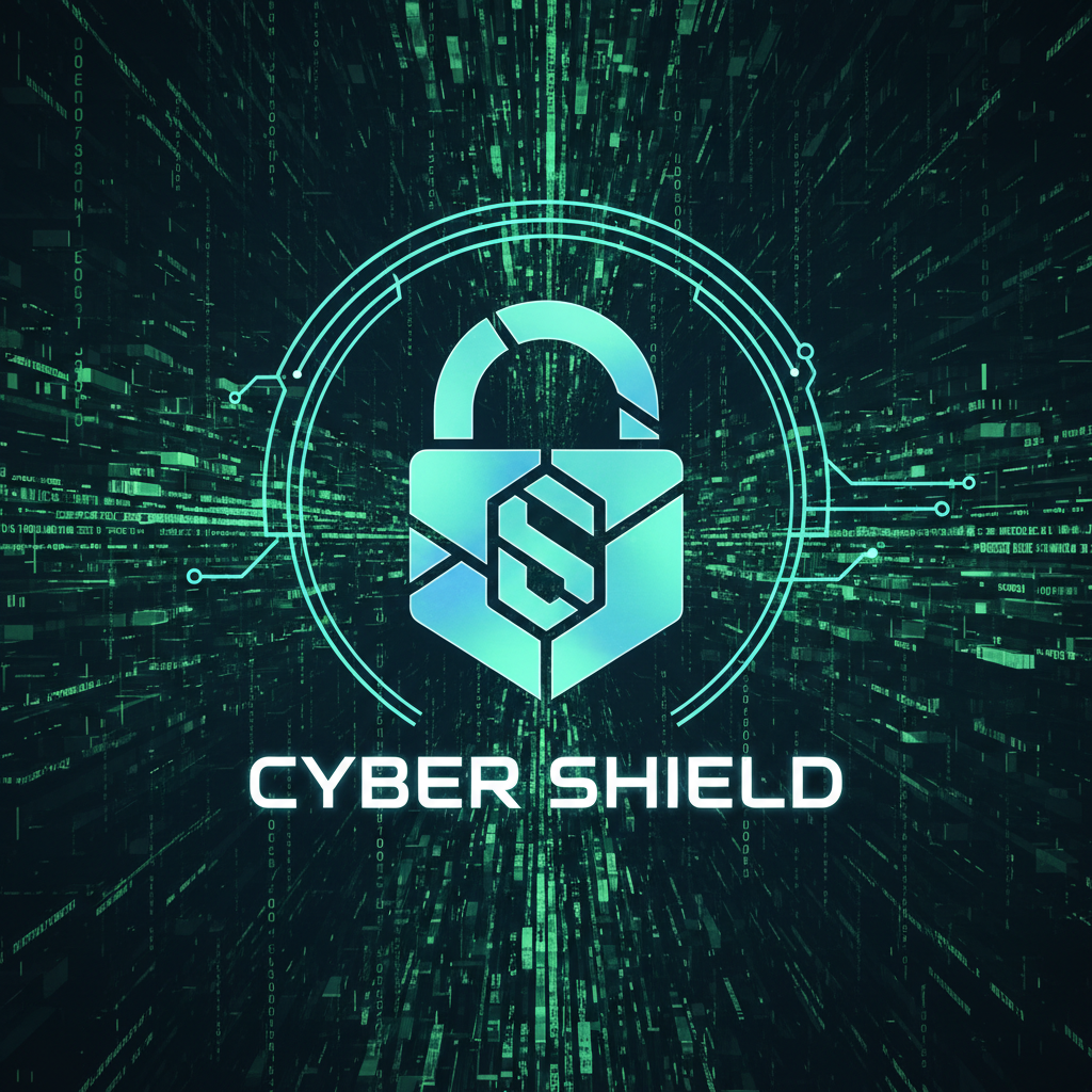 Matrix-style digital code stream with security lock symbol in green on black background