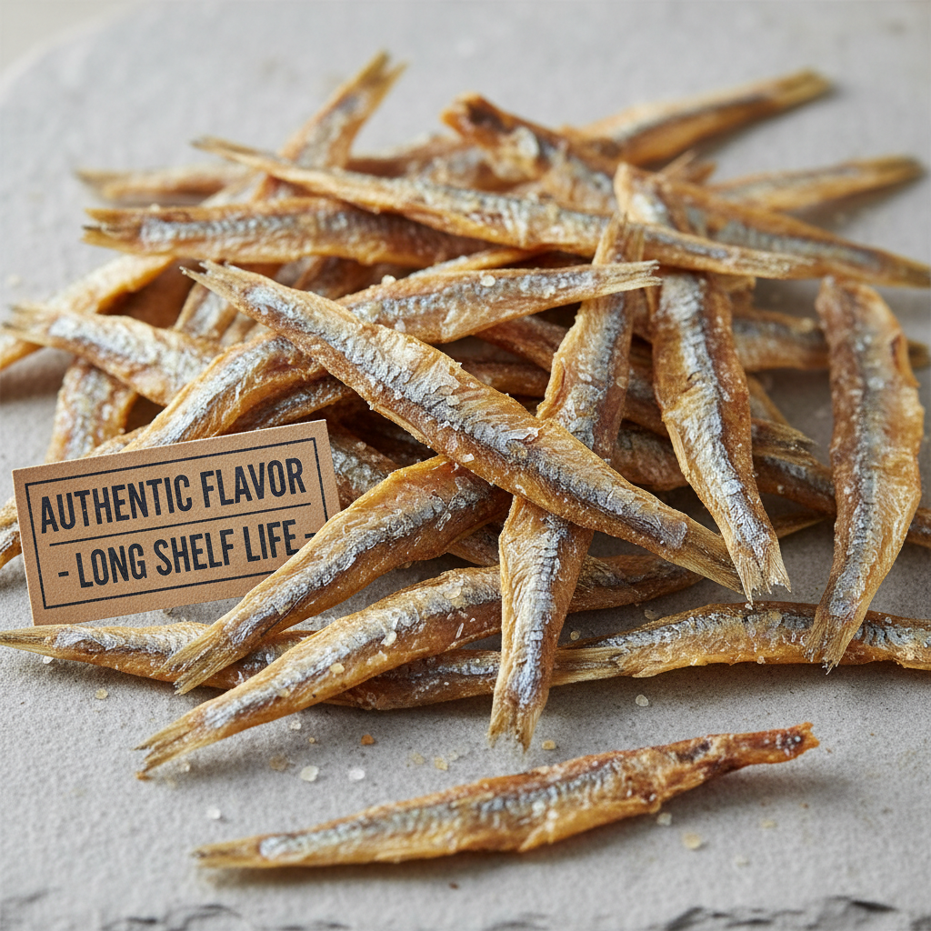 Dried anchovies with authentic flavor and long shelf life for international markets