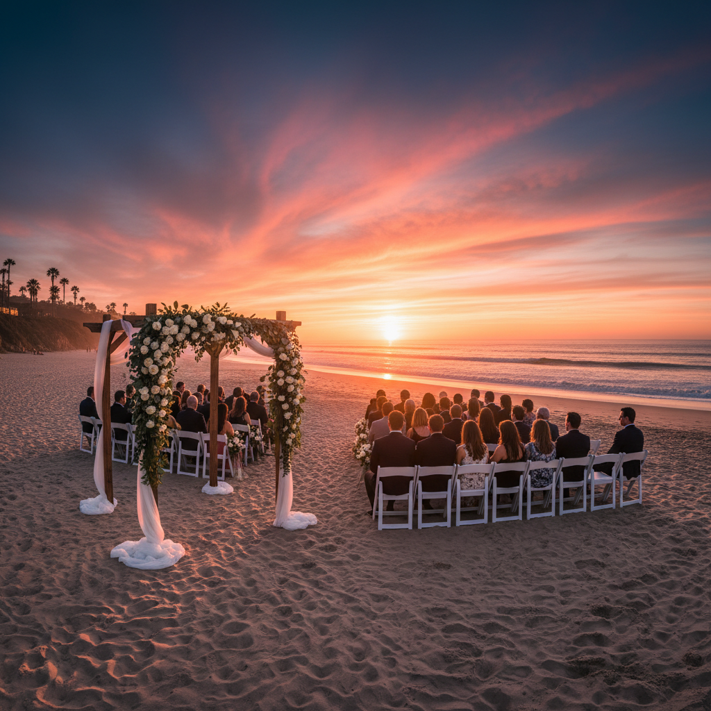 Outdoor ceremony on cliff overlooking Pacific Ocean, dramatic Big Sur coastal backdrop