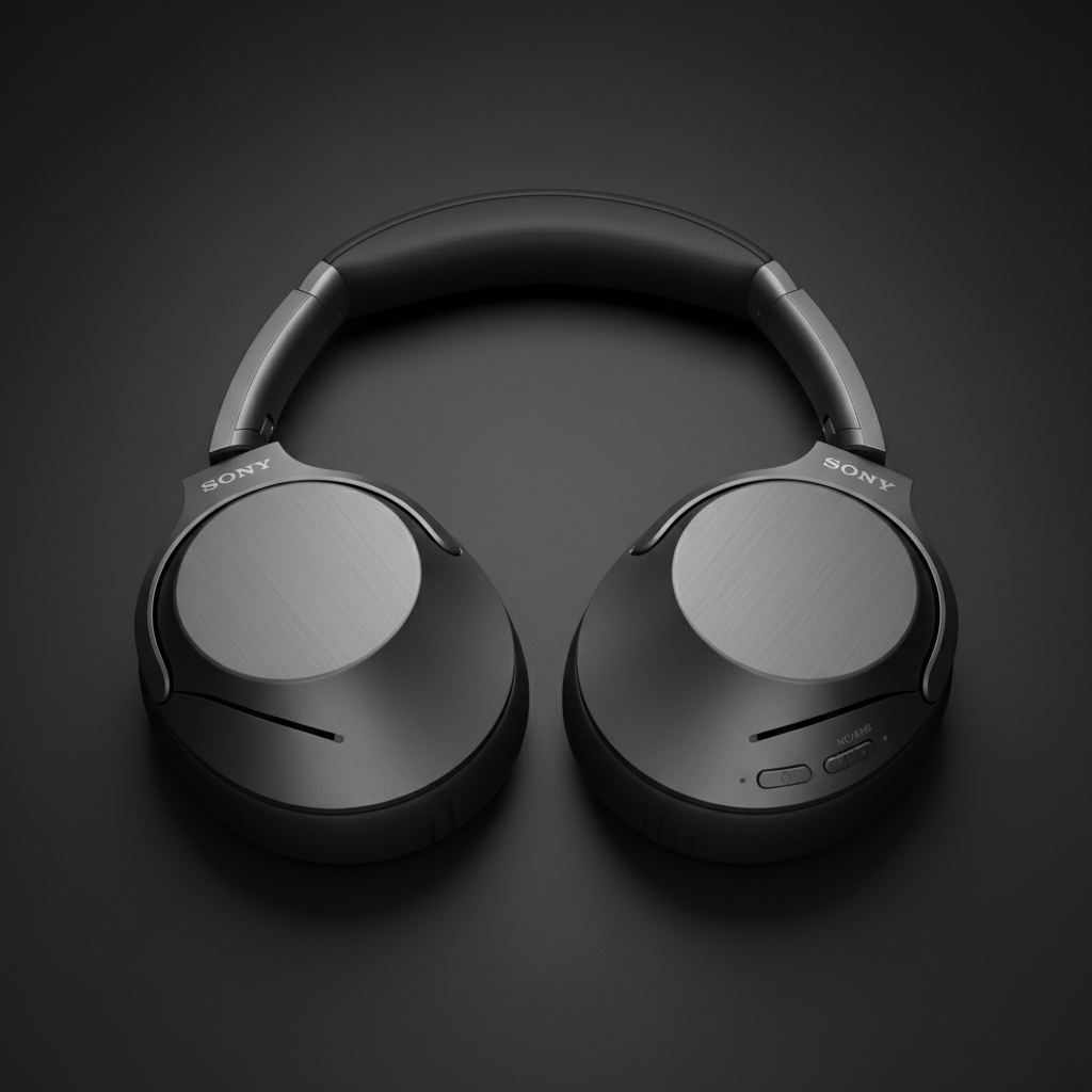 Sony noise-cancelling headphones in matte black on clean background
