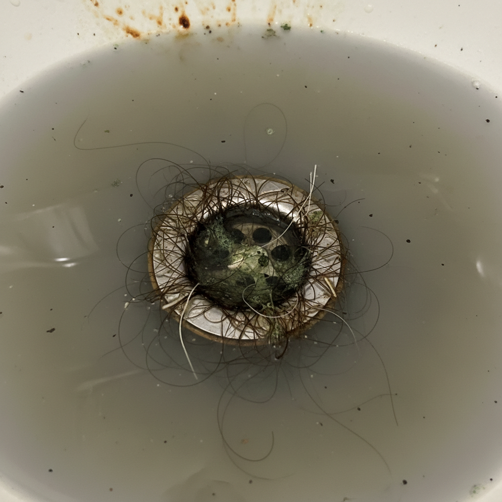 Clean bathroom sink draining properly after P-trap clearing