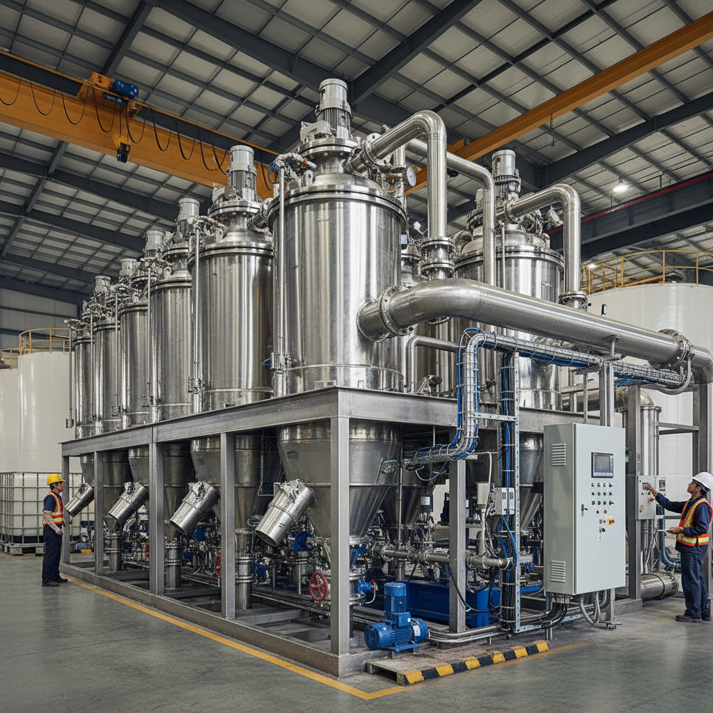 Industrial filtration equipment and filter elements in dark factory setting, heavy machinery background