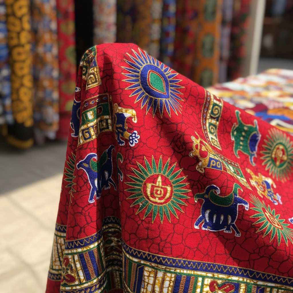 Bold Ankara print abaya celebrating West African textile heritage