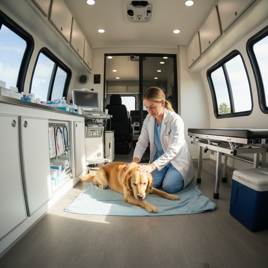 Mutlu köpek veteriner muayenesinde, profesyonel bakım