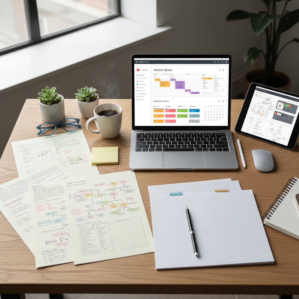 Organized workspace with AI-powered notes and databases