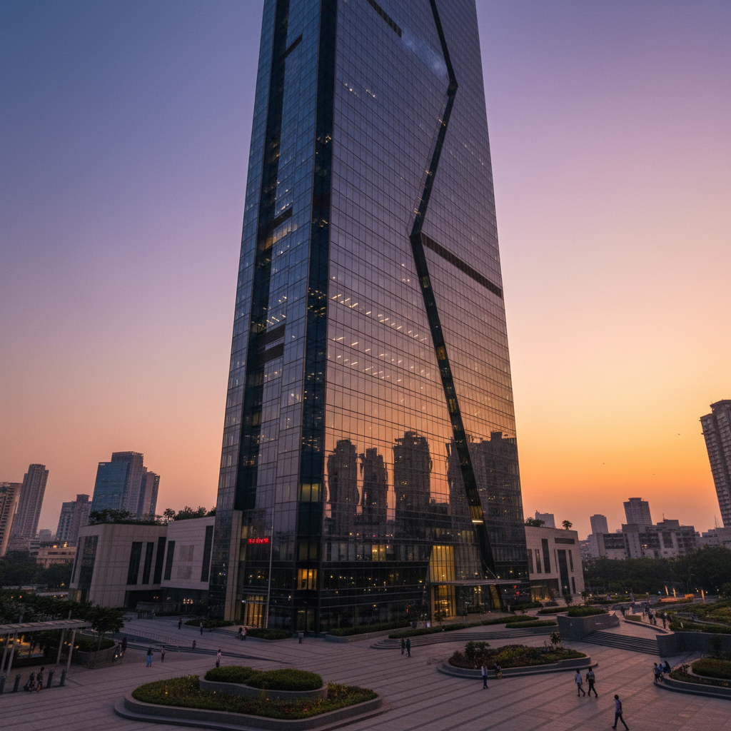 Penthouse tower in BKC Mumbai with glass facade