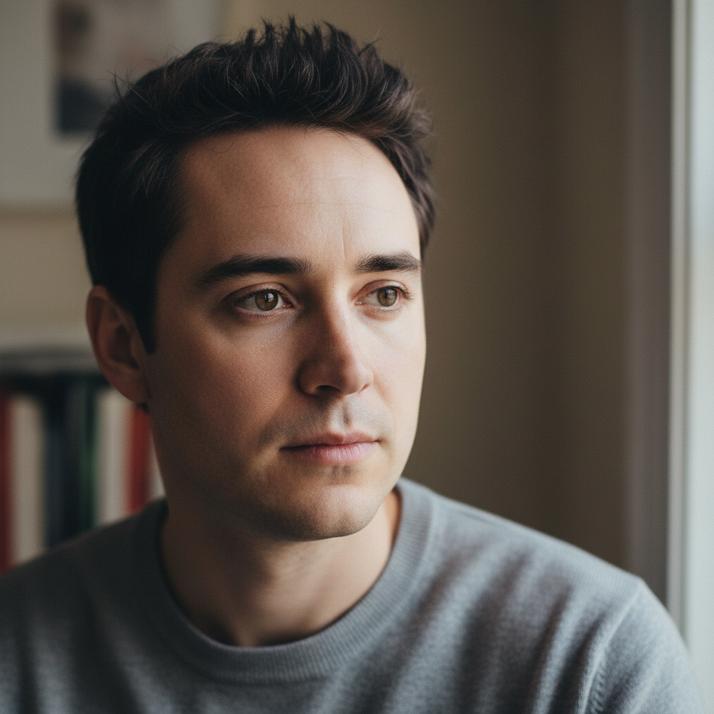 Professional headshot of man with thoughtful gaze