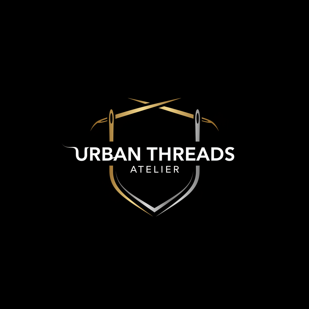 Logo boutique moda urbana con fondo negro elegante