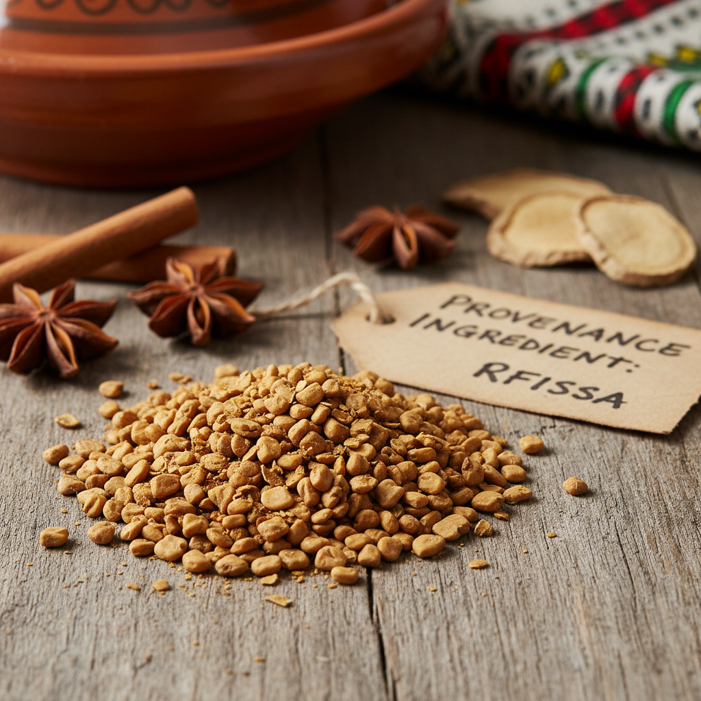 Dried fenugreek seeds, provenance ingredient for rfissa