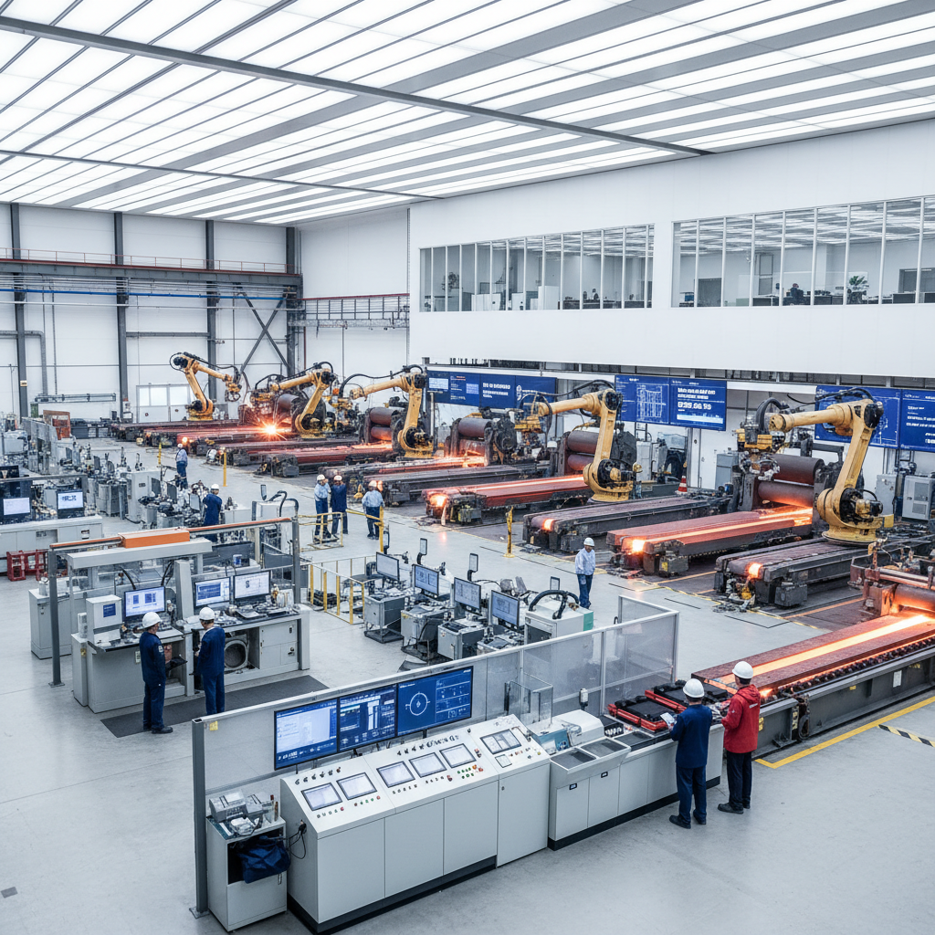 Modern industrial manufacturing facility with steel framework and quality control equipment