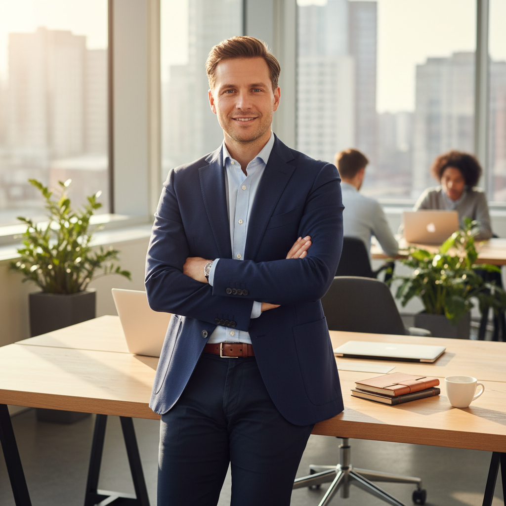 Tomáš Novotný, CIO of a family office, European professional man in smart casual setting