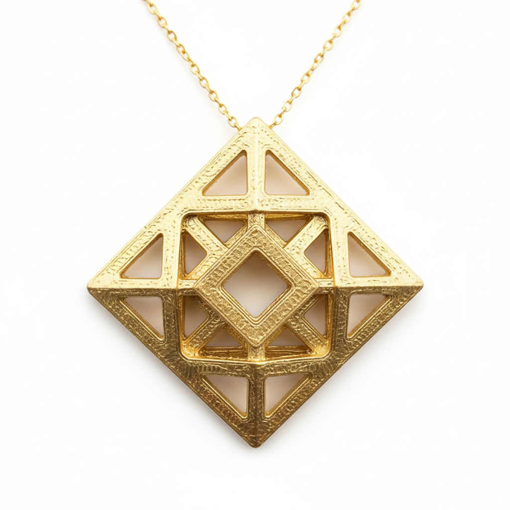 Intricate 3D printed pendant necklace design