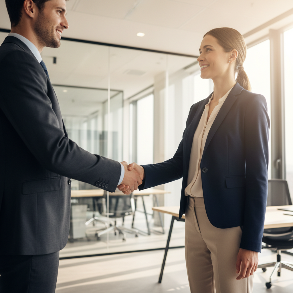 Professional business handshake representing immigration consulting and visa approval