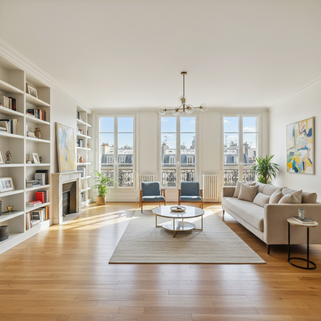 Canal apartment with large windows in Amsterdam