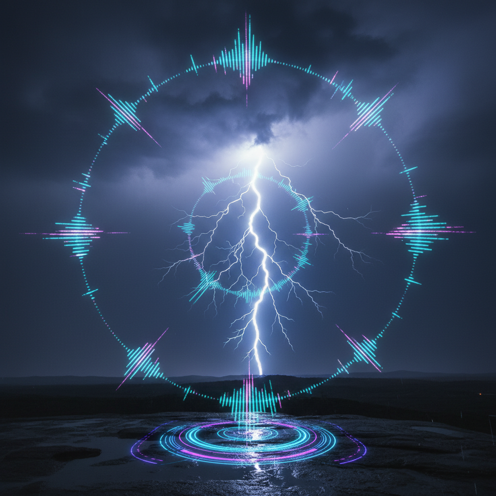 Electric blue lightning effects in dark environment with atmospheric glow