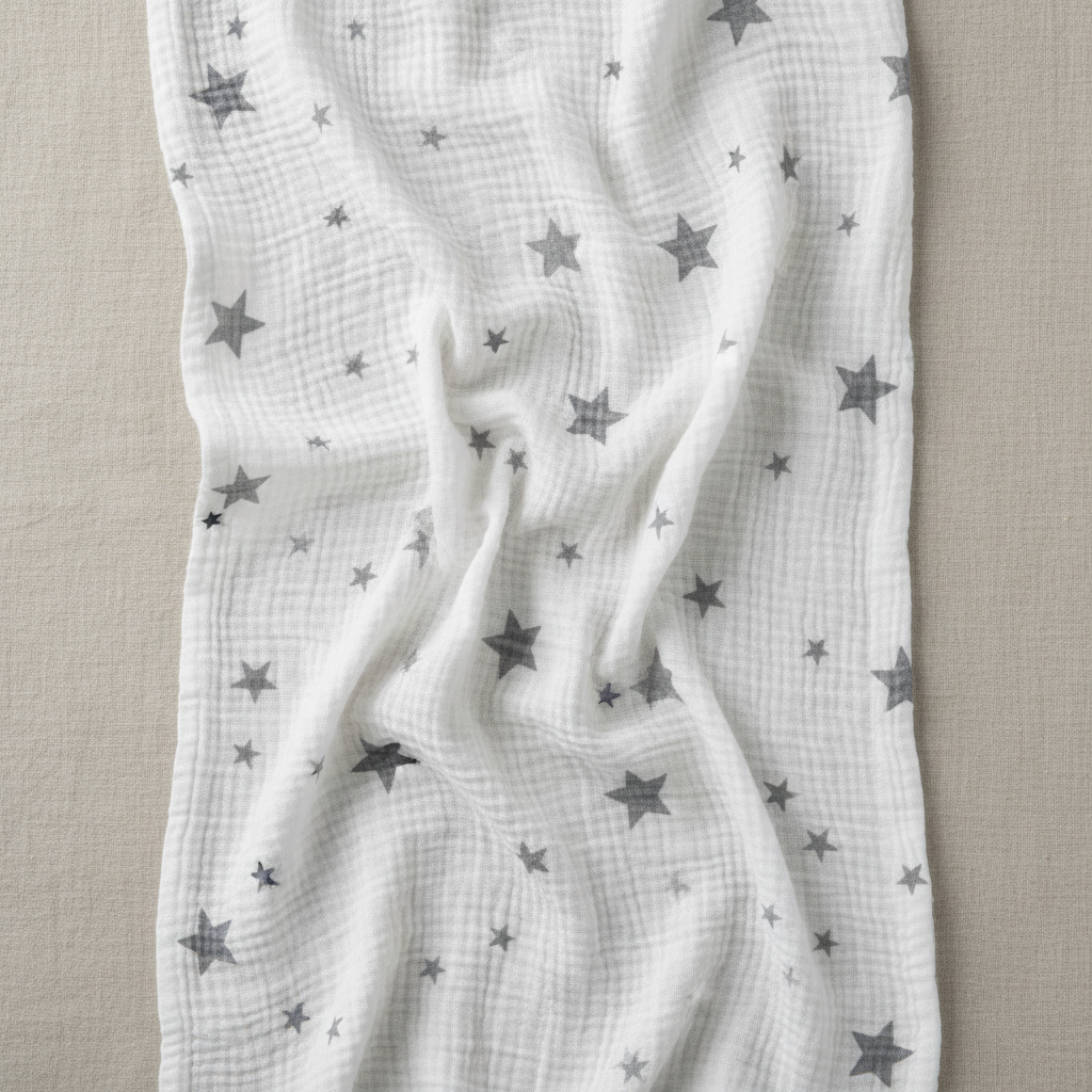 Plain cream muslin swaddle blanket unembroidered