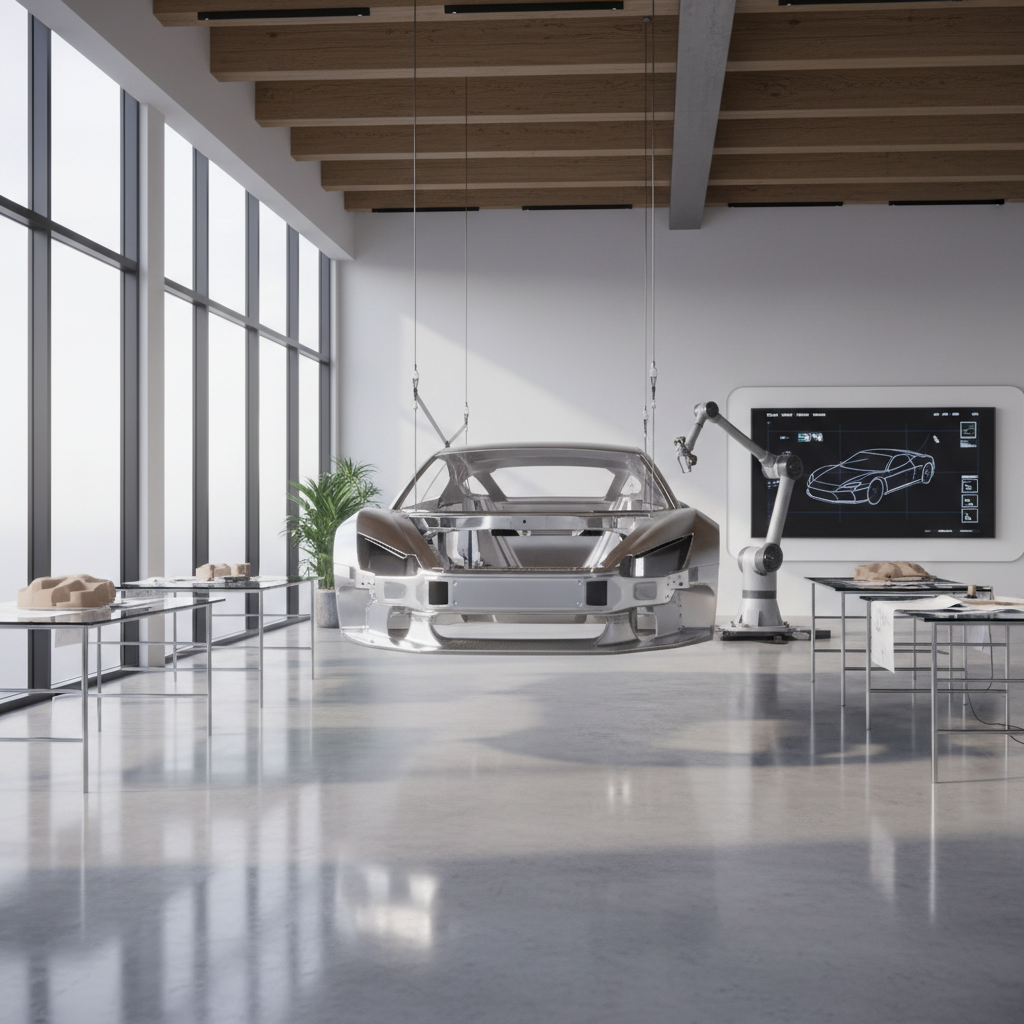 Design consultant reviewing vehicle protection strategy, luxury automotive studio, professional consultation environment