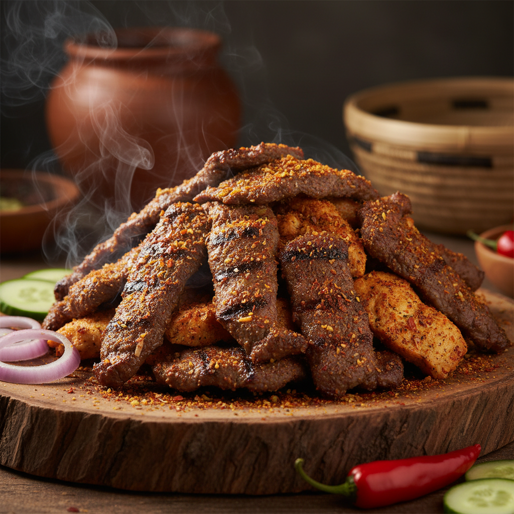 Grilled suya skewers with spices