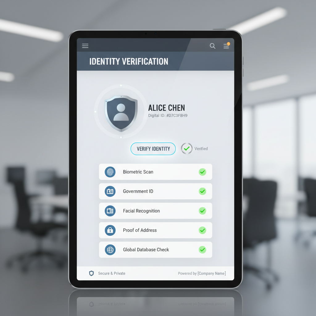 Digital identity verification interface showing a blockchain-based work reputation profile