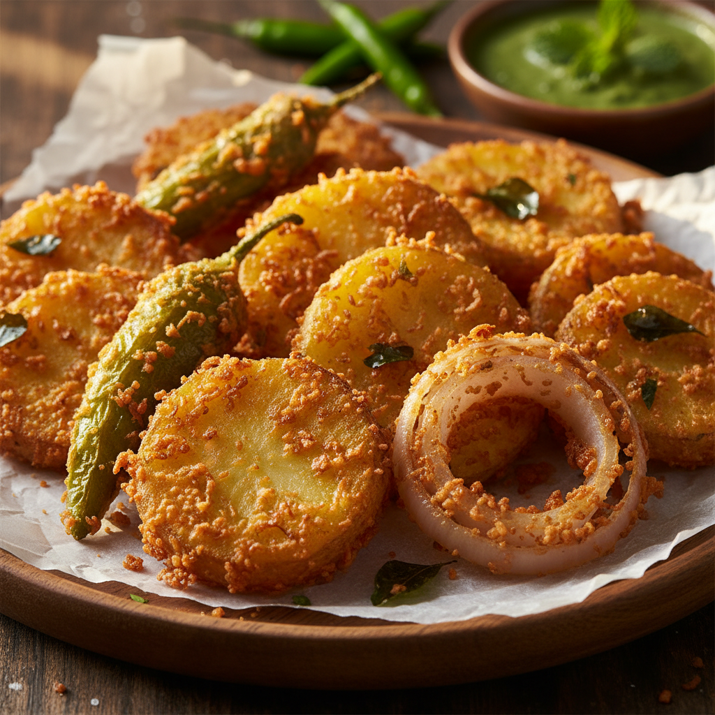 Plantain bajji raw banana slices in crispy golden batter coating