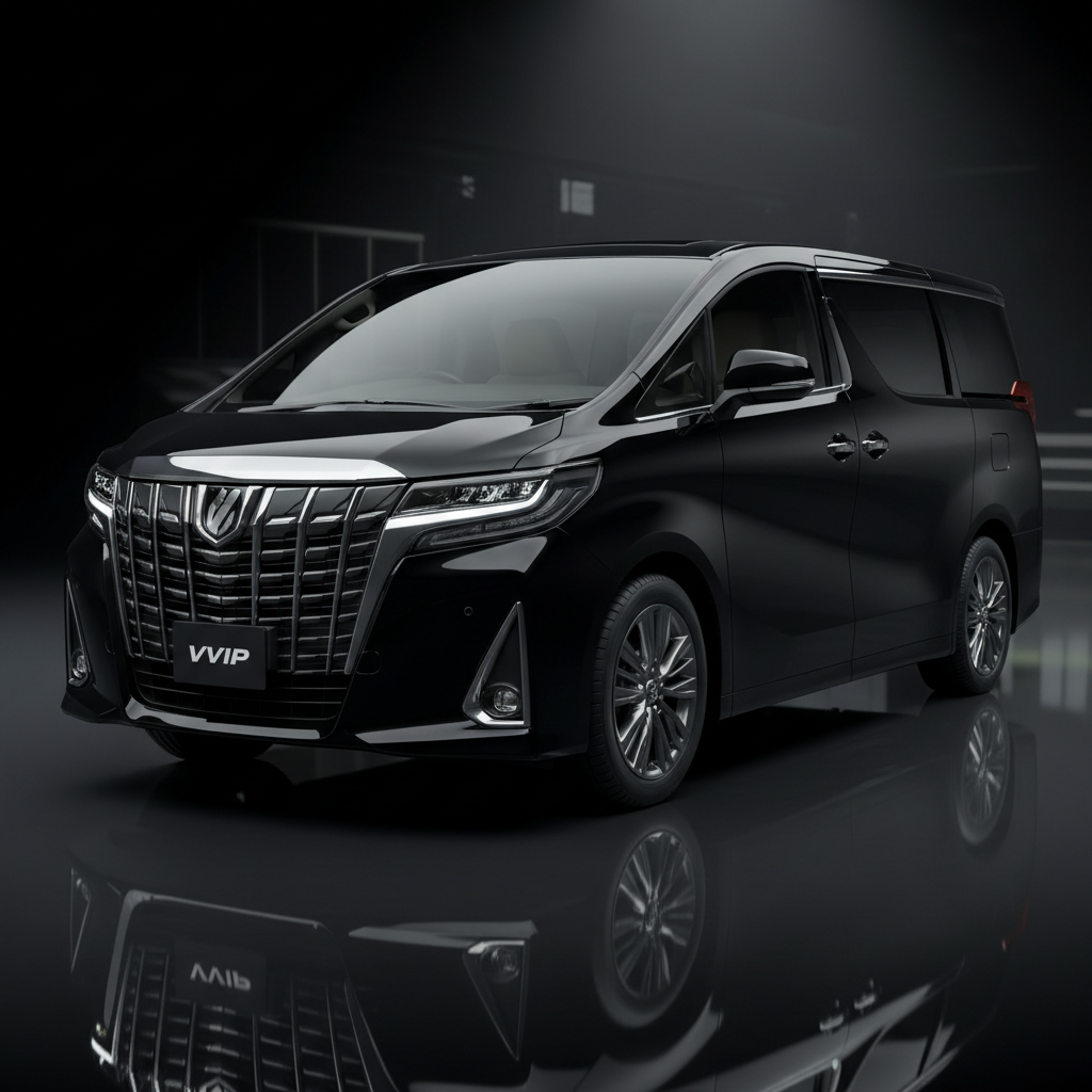 Mobil Alphard mewah hitam untuk perjalanan VIP keluarga atau bisnis yang nyaman dan elegan