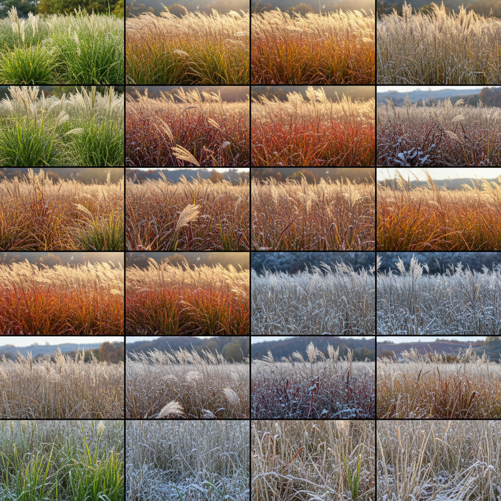 Time-lapse of ornamental grasses through a full year