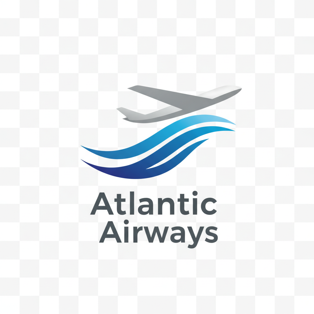 Atlantic Airways logo featuring silver aircraft with blue Atlantic wave pattern