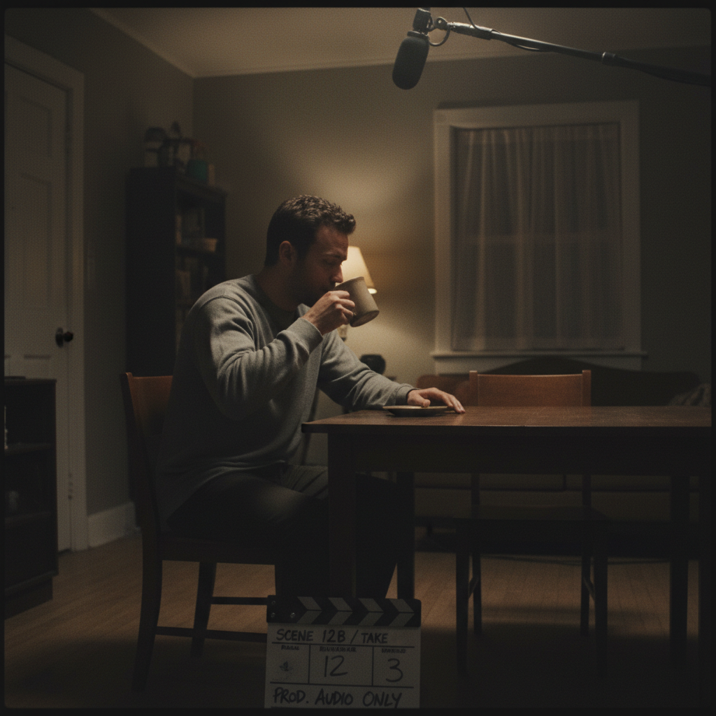 Film scene without foley sound — flat production audio