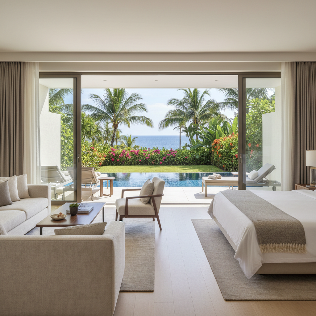 Verandah Suite private plunge pool with tropical garden view