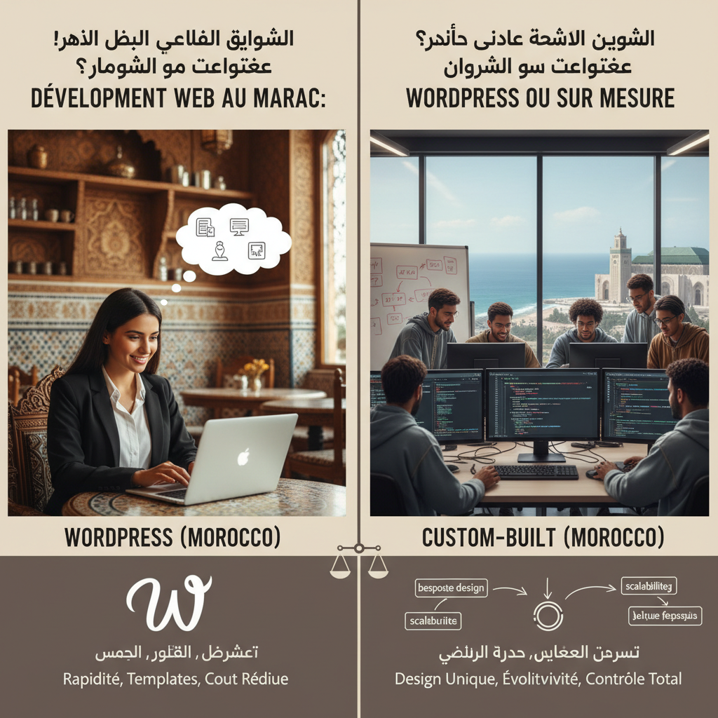 WordPress vs site sur-mesure Maroc - création site web entreprise marocaine comparatif développement
