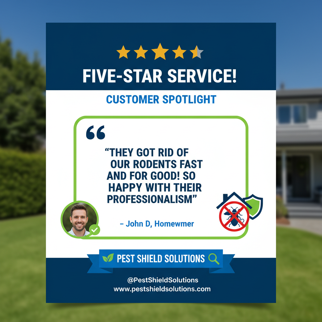 Five star customer review feature social media template for pest control company