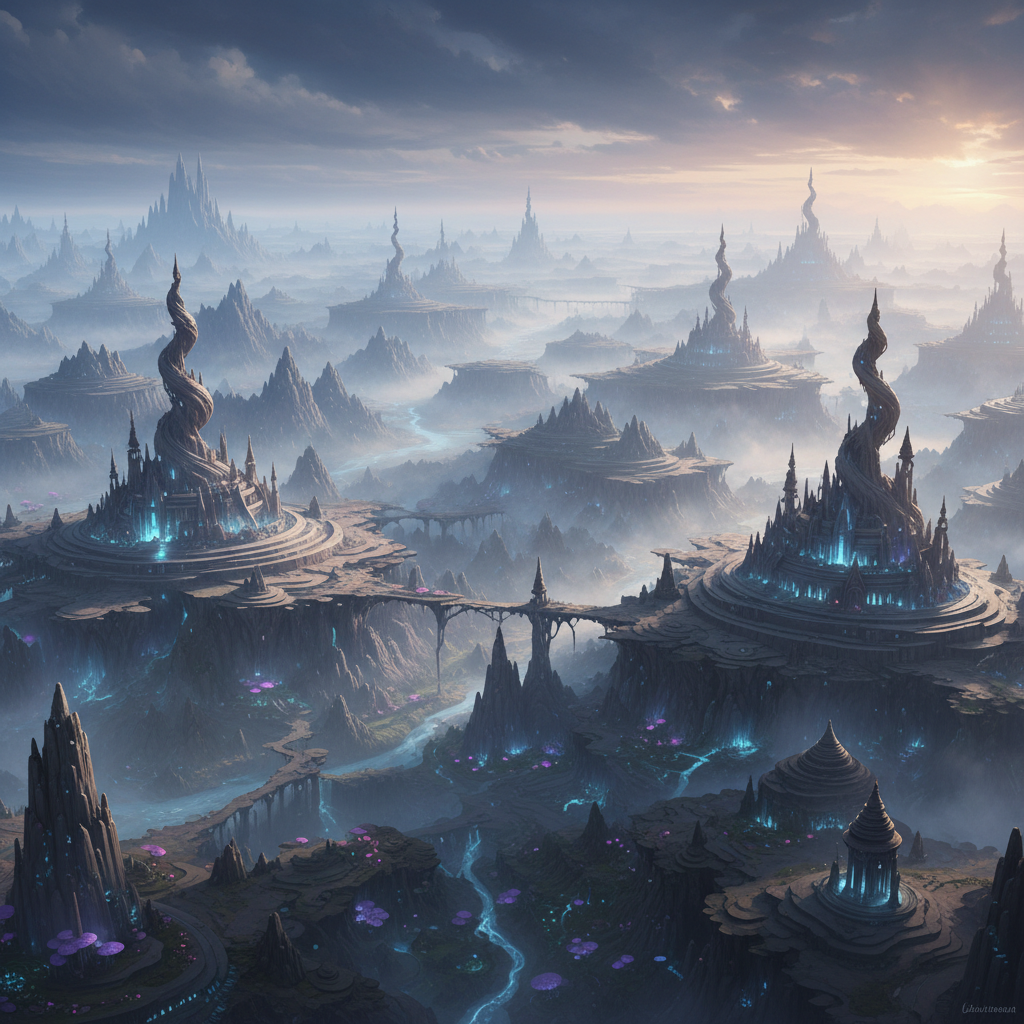 GachaMonWorld fantasy landscape background with glowing sky