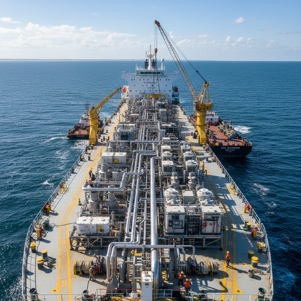CS Tanker vessel at sea, ballast water treatment system installation, environmental compliance