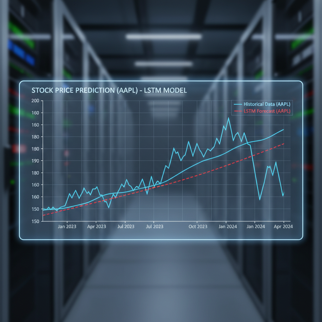 Stock price prediction charts generated from LSTM model outputs