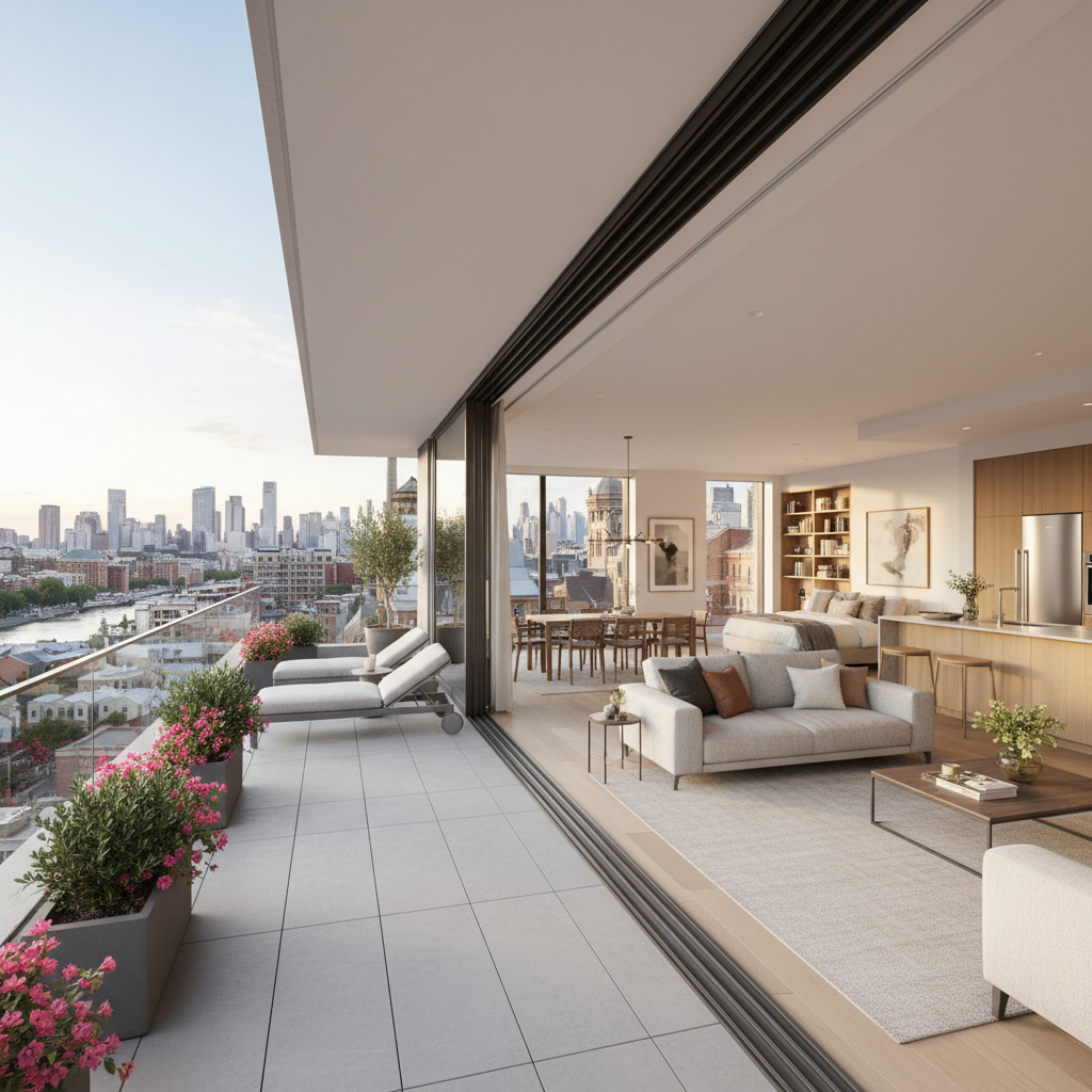 Spacious 2 BHK apartment with modern amenities and balcony view