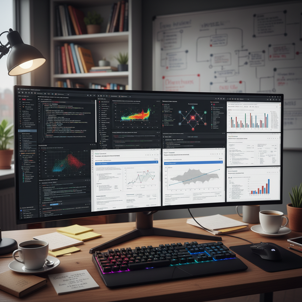 Python code on a laptop screen with data science libraries