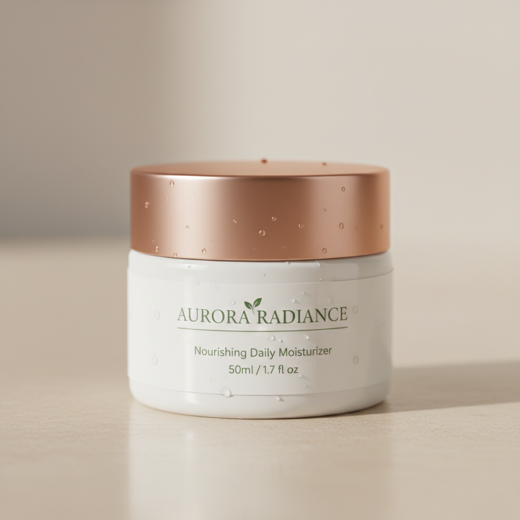 Aqua moisturizing cream jar with water droplets