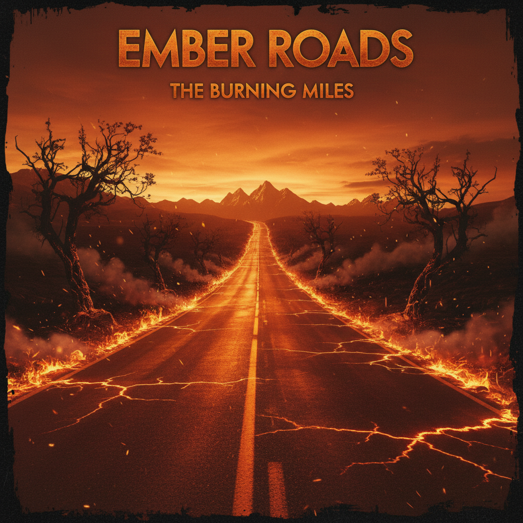 Warm amber and orange fire glow against dark moody sky for Ember Season album