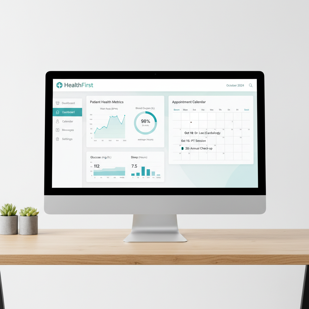 Healthcare social media engagement metrics and patient appointment booking dashboard