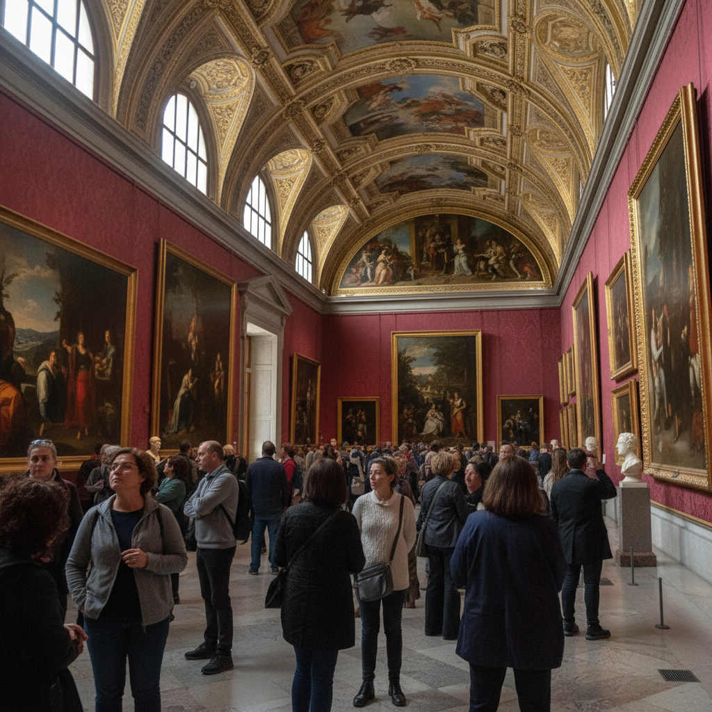Gemäldesaal im Museo del Prado Madrid mit Besuchern
