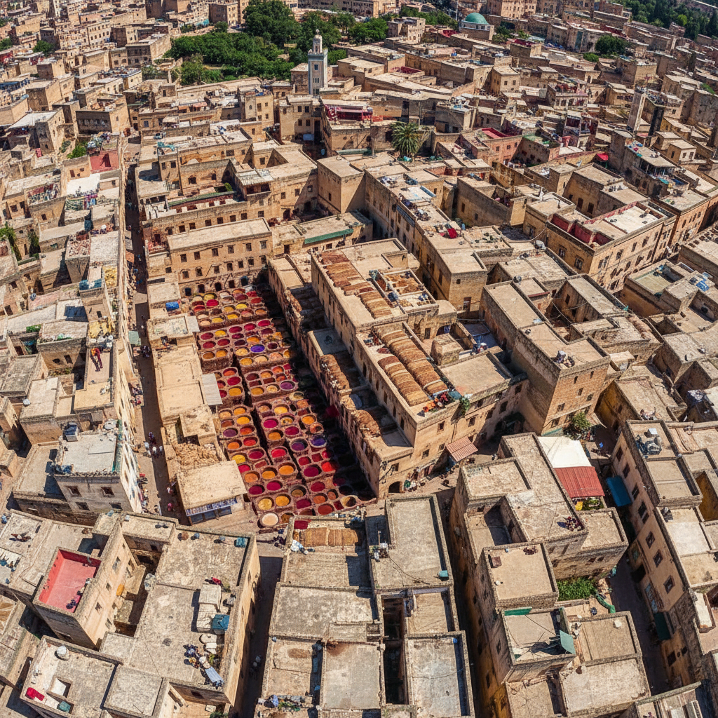 Fes el-Bali ancient medina with traditional tanneries and historic Jewish quarter