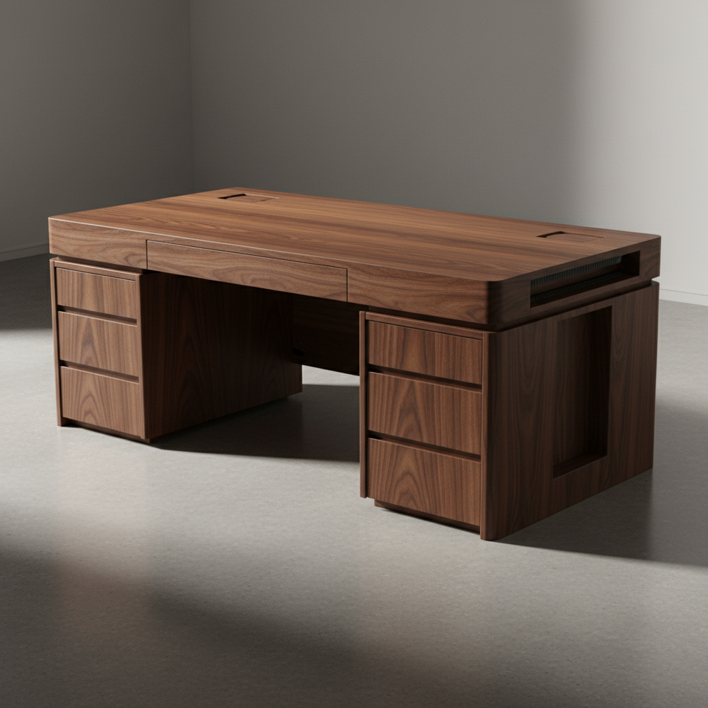 Office Executive Desk — Premium executive desk with built-in cable management, side 